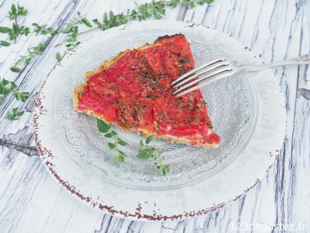 tarte tomate, moutarde au petit épeautre