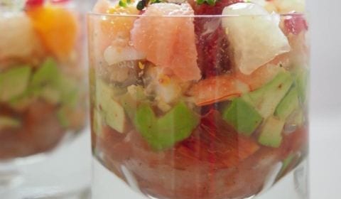 verrine avocat crevette agrumes