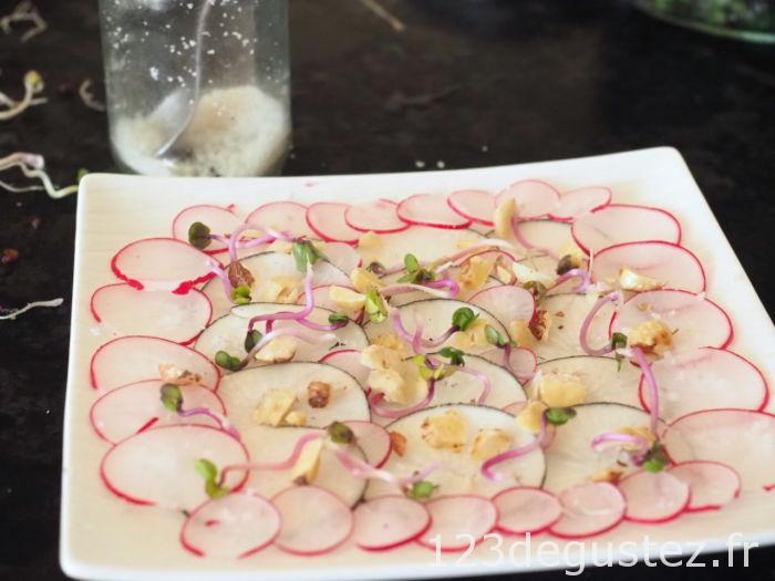 carpaccio radis noir et rose