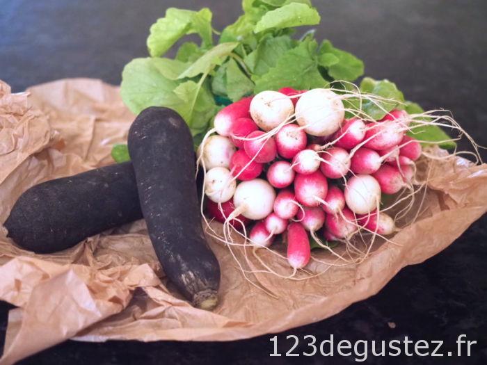 carpaccio radis noir et rose