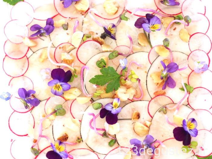 carpaccio radis noir et rose