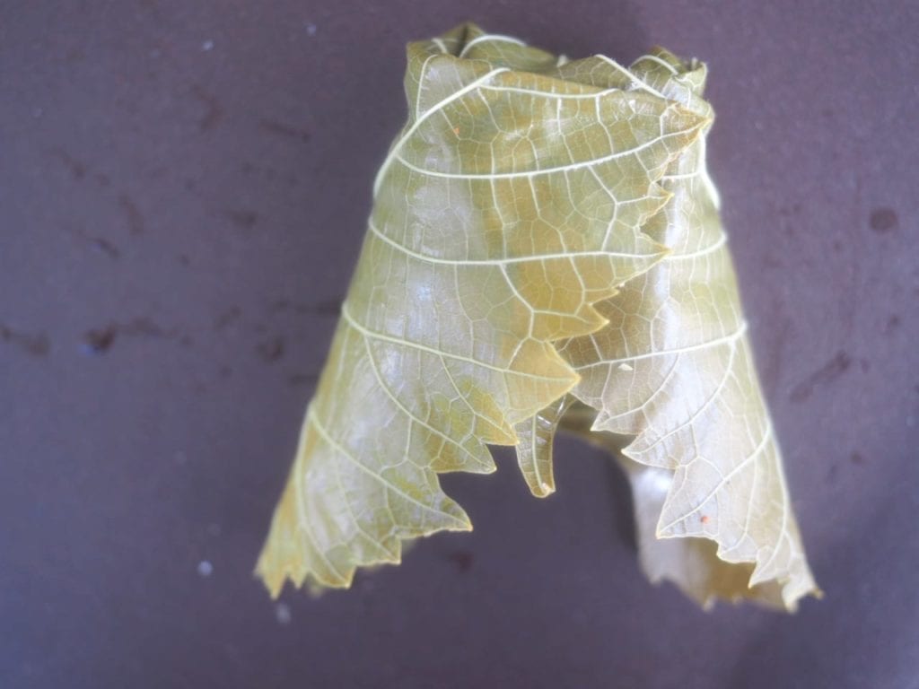 féta en papillote de feuilles de vigne