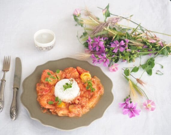 crevettes saganaki