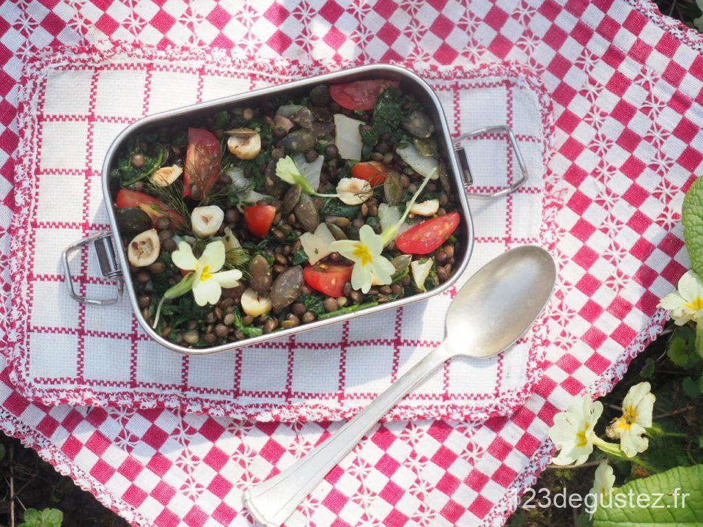 salade de lentilles épinards et truite