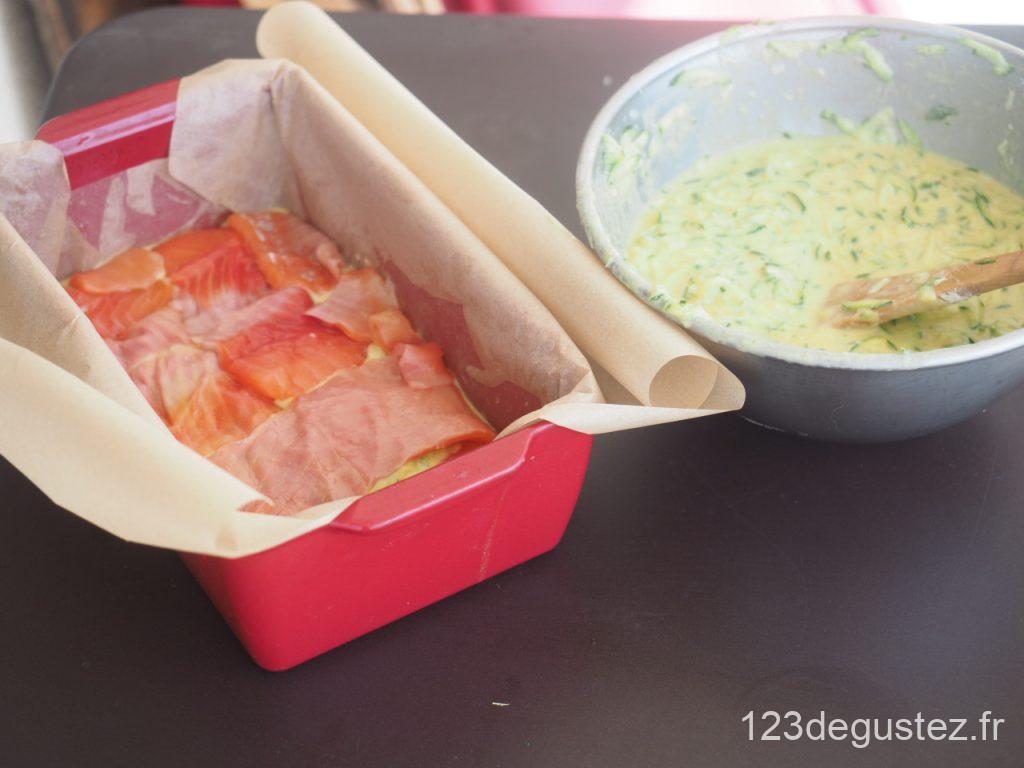 Clafoutis courgette et truite fumée