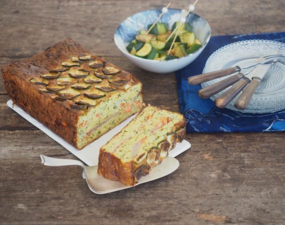 Clafoutis courgette et truite fumée