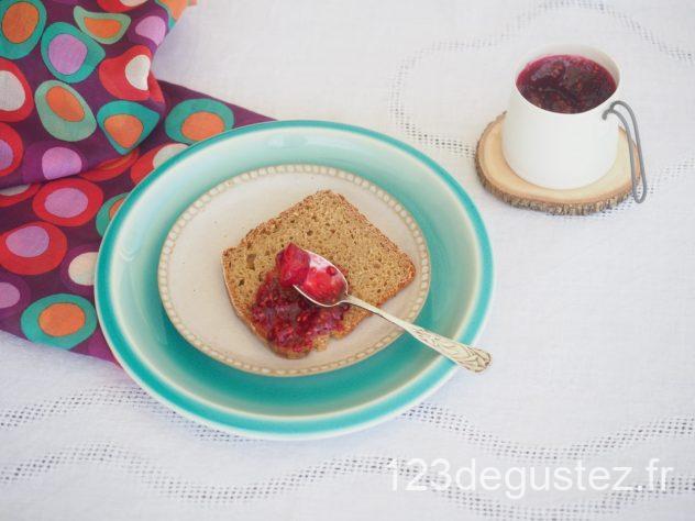 confiture de framboises sauvages et pêches